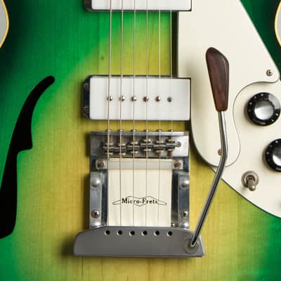 Micro-Frets  Spacetone Semi-Hollow Body Electric Guitar (1970), ser. #2207, original black tolex hard shell case. image 15