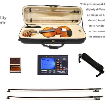 Cecilio 4/4 Advanced Level Violin Featuring Aged 7+ Years - Solid Spruce Top Highly Flamed One-Piece Maple Back and Sides All-Ebony Components, Independent Fine-Tuners, Brazilwood Bows, Hand-Rubbed Oil Finish... image 2