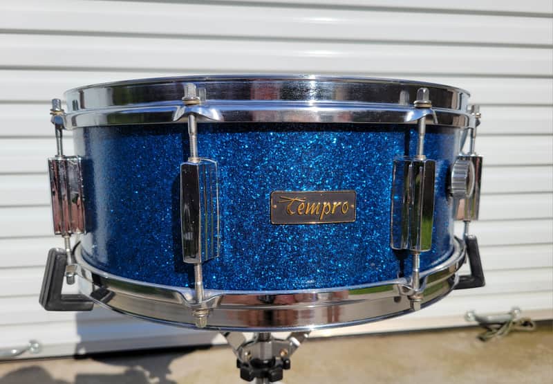 Vintage MIJ Tempro 14x5.5" Snare Drum - Blue Sparkle (168-24) image 1