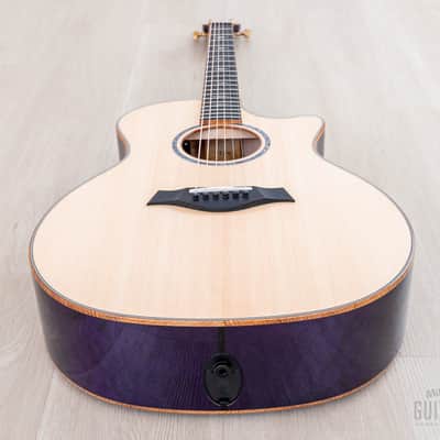 2023 Taylor Custom Grand Auditorium Acoustic Electric Guitar Trans Purple w/ Lutz Spruce + Quilted Maple image 12