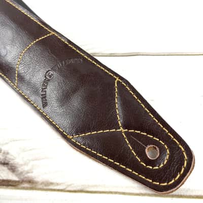 Walker and Williams C-22-BRN Dark Brown Handmade Premium All Grain Leather Padded Guitar Strap 3" Wide For Acoustic, Electric, And Bass Guitars image 9