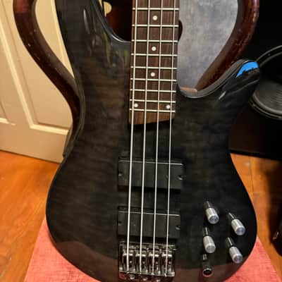 Ibanez  soundgear bass guitar emg pickups. translucent charcoal image 16