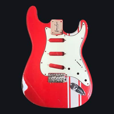 Made to Order - FRANCHIN Mercury guitar body Racing Stripe Relic Aged 100% Nitro Lacquer (Sunburst/ Black/ White/ Blue/ Green/ Yellow/ Red/ Pink/ Burgundy/ Purple/ Gold/ Silver, etc.) Basswood Poplar Stratocaster-Strat-S-Style Made in Italy image 1