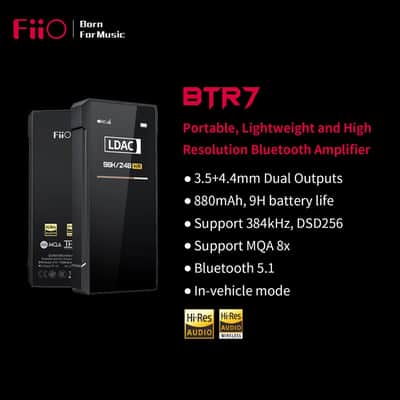 FiiO BTR7 Headphone Amp Bluetooth Receiver High Resolution Portable DAC Supports MQA/LDAC/aptX HD 384K/32Bit DSD256 for Phone/PC/Car/Home Audio image 3