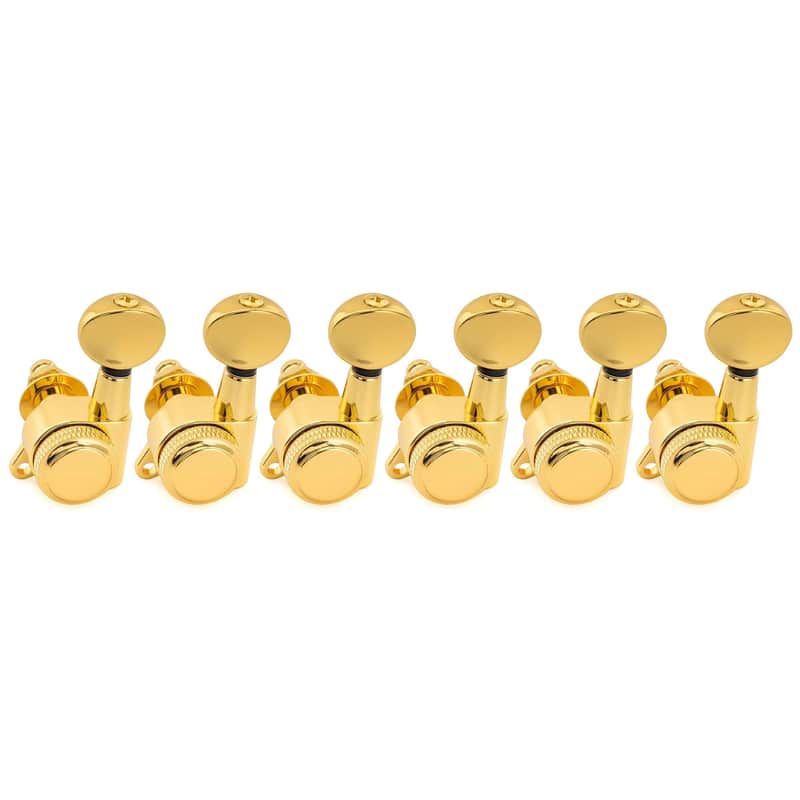 Brio Pro Left-Handed Locking Tuners — 6-in-Line | 18:1 Ratio | Vintage Oval Buttons - Gold image 1