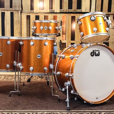 DW Collector's Maple/Spruce Tangerine Sparkle Exotic Drum Set 24/13/16/18/7x14 - SO #1157540 image 1