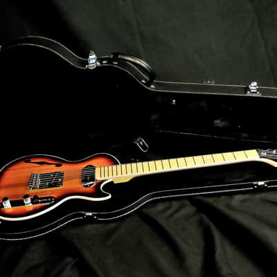 BootLegger Guitar Single Barrel Brown Red Black Burst Custom Case & Flask P90 & Single Coil image 5