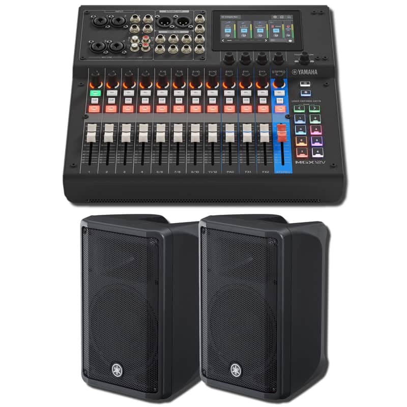 Yamaha MGX12V B 18-Channel Digital Mixing Console with HDMI Video Interface and 2 DBR10 10-Inch 700W Powered Loudspeakers image 1