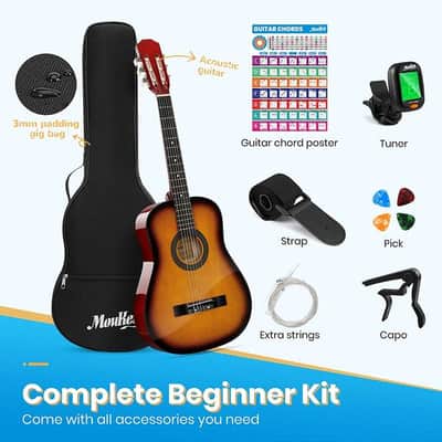 38” Acoustic Classical Guitar for Beginners Kit -  Nylon Strings and Accessories Full Bundle image 5