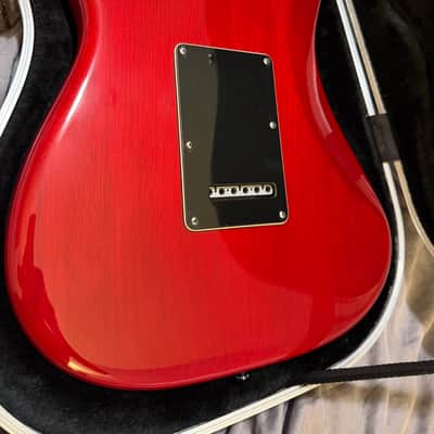 2005 Fender American Deluxe, Mahogany Stratocaster HSS with Rosewood Fretboard  - Crimson Red Transparent image 11