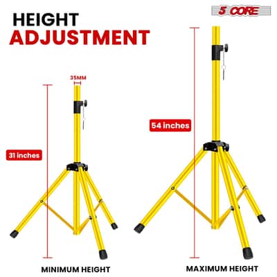 5 Core Speaker Stand Height Adjustable 54" Heavy Duty PA DJ Tripod Studio Monitor Stands image 3