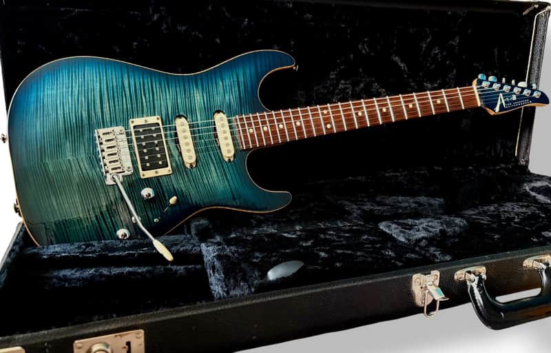 Tom Anderson Drop Top (2015) – Arctic Blue Burst – Flame Maple Top – Mint Condition image 1