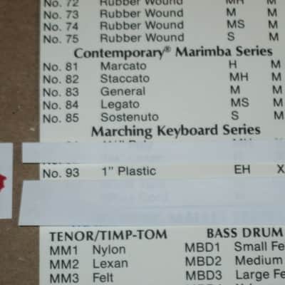 one pair new old stock near A+ Mike Balter MB93B (93B) Extra Hard Keyboard Mallets, 1 plastic (phenolic) round white HEADS and natural birch HANDLES - mid to late 1990s (+ packaging) Unwound Series image 5