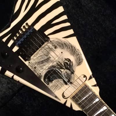 Jackson USA Custom Shop Randy Rhoads Custom 1988 Black/White Zebra w/ Lions Head Custom Graphic image 3