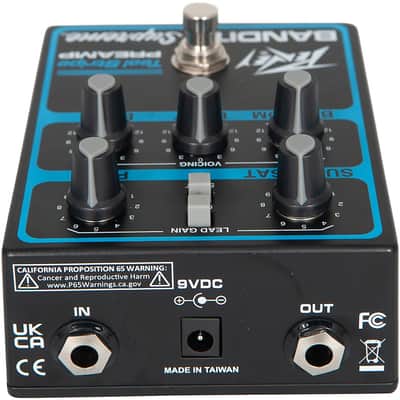 Peavey Bandit Supreme Teal Stripe Preamp Pedal Regular Black and Teal image 4