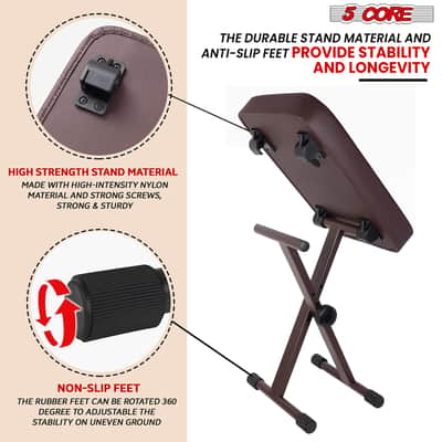 5 Core Keyboard Bench 3 Inch Padded Piano Stool Adjustable 20.5" Guitar Seat Heavy Duty Portable image 5