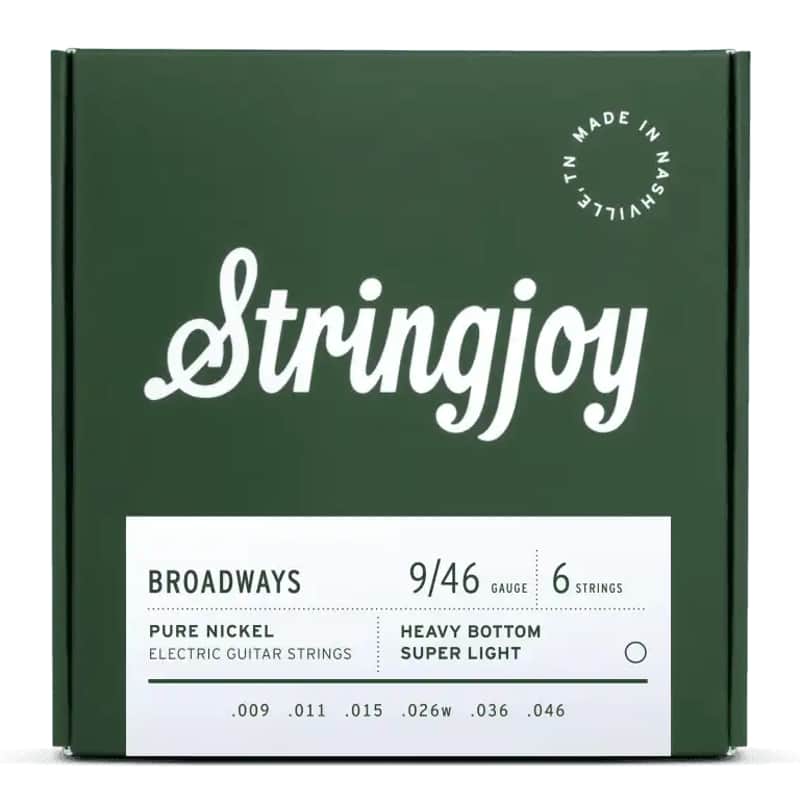 Stringjoy Broadways Pure Nickel Electric Guitar Strings | 9-46 (Heavy Bottom Super Light) image 1