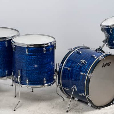 Leedy 20/13/16/18" Vintage 60's Drum Set - Blue Agate Partial Rewrap image 4