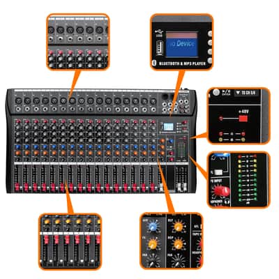 Cxxss Digital 16-Channel Mixer Sound Board Console Wireless Live Studio Audio Mixer Power Mixing USB (110V-220V) image 6