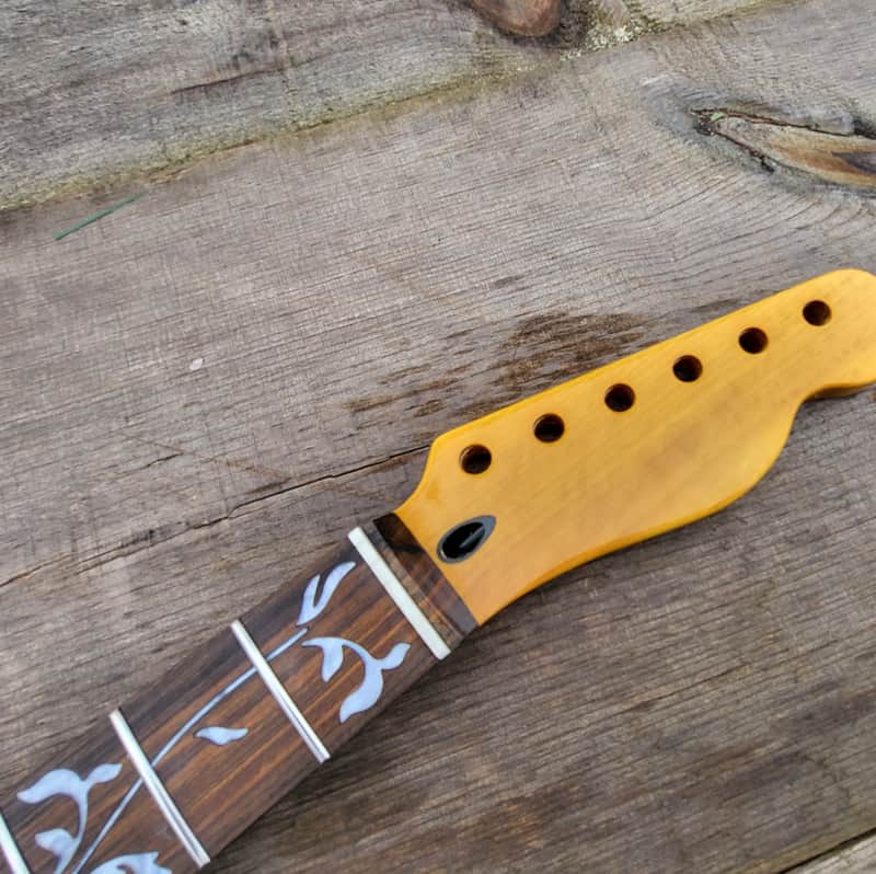 Fatboy tree of life Canadian Maple on rosewood T guitar neck stainless steel frets bone nut image 1