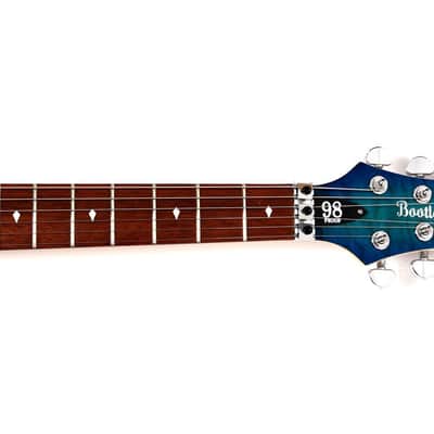 Blem Bootlegger Guitar Royal HHH, Floyd Rose Double Locking Tremolo  Blue Clear Quilted Maple finish, Stiletto Hard Case image 6