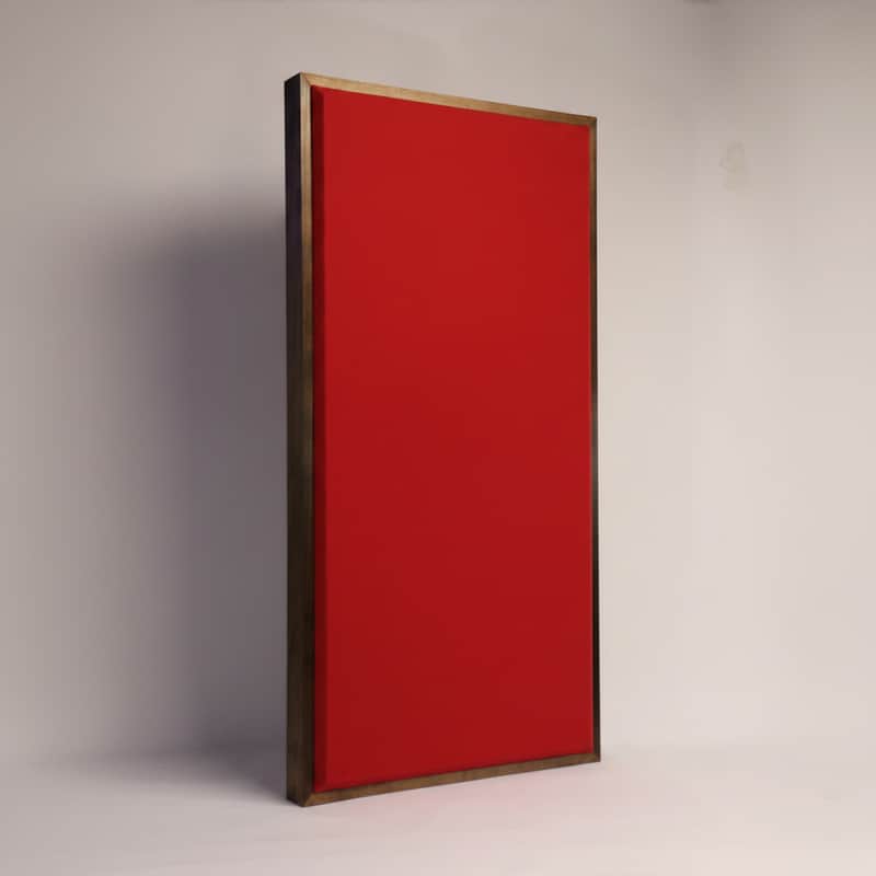 Custom Framed Acoustic Wall Panel | Cool Red Fabric & Red Mahogany Wood Frame | Furniture-Quality Sound Absorbing Panel | Recording Studio, Home Studio, Mixing Room, Podcast Studio, Home Theater, Listening Room, Office & Vocal Booth | Made in USA image 1