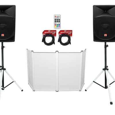 2) Rockville RPG15 15" Powered 1000w DJ PA Speakers+LED Stands+Facade+(2) Mics image 24