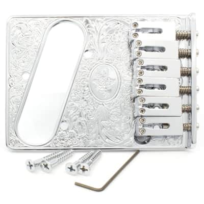 Gotoh Guitar Bridge - GTC-Art-02, for Telecaster, Engraved Chrome image 1