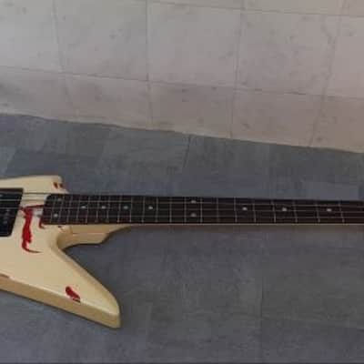 Aria Pro II ZZB DELUXE blood series 1980s - White+ explorer bass image 1