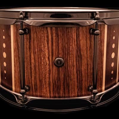 Woodland Percussion 13" x 7" Zebrawood Stave Snare Drum Walnut and Maple Accents image 6