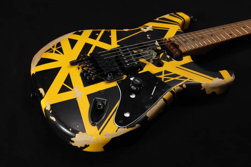 EVH Striped Series Frankenstein Frankie Electric Guitar - Black with Yellow Stripes, Relic 616 image 1