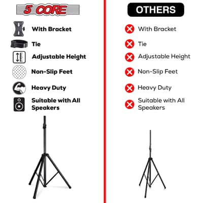 5 Core Speaker Stand Height Adjustable PA DJ Tripod Studio Monitor Stands w 35mm Compatible Insert image 5