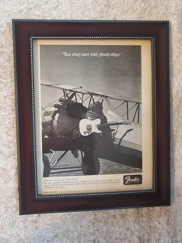 1966 Fender Guitars Promotional Ad Framed Fender Telecaster Original RARE image 1