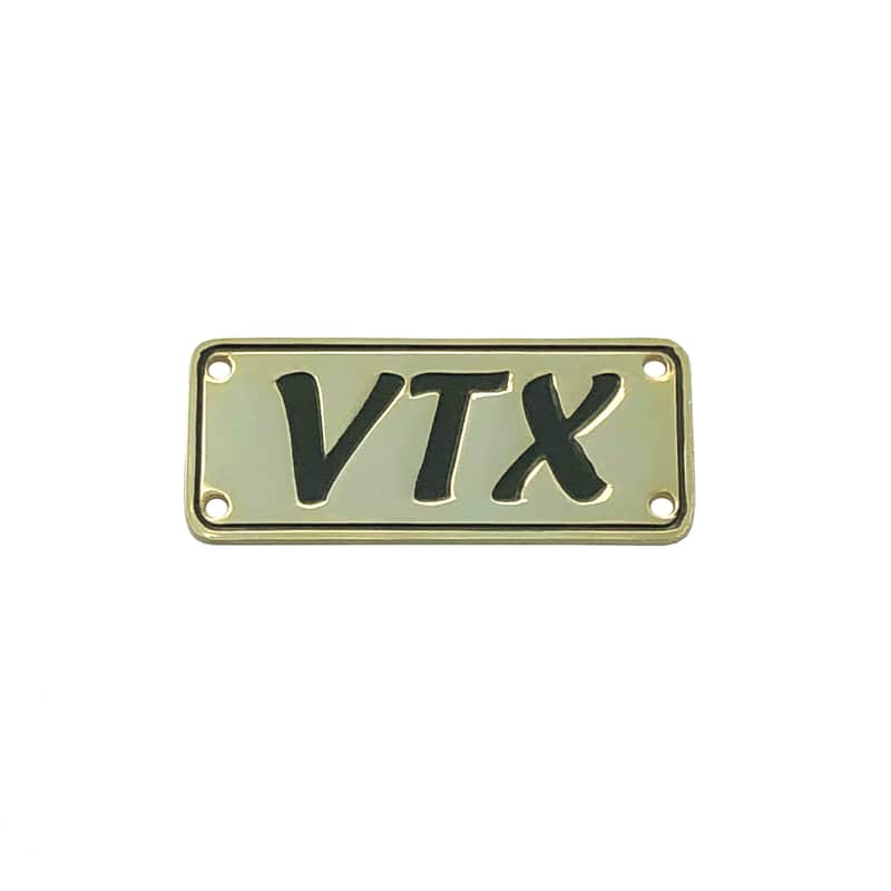 Vox VTX Valvetronix Logo, Brass with Black Letters image 1