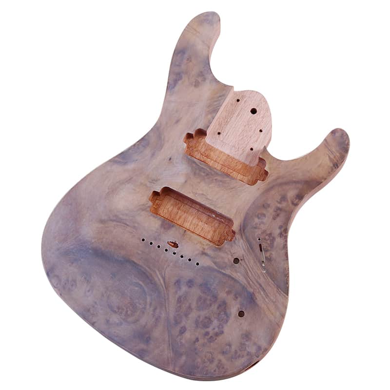 8 String Electric Guitar Body Tree Burl Top Guitar Barrel Okoume Wood Body for Electric Guitar image 1