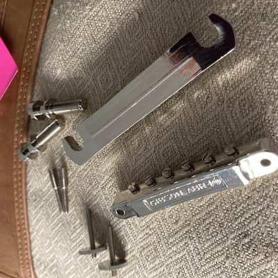 Gibson Historic Non-Wire ABR-1 Tune-O-Matic Bridge with Lightweight Aluminum Stop Bar Tailpiece- Nickel- COMBO image 3