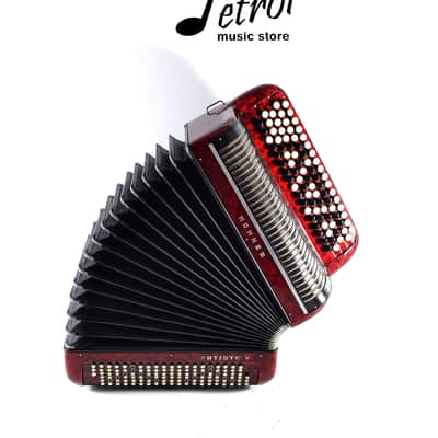 Rare Old/Vintage Top German Made Chromatic C System Button Accordion Hohner Artiste V - 120 bass + Brand New Petrof Straps - Golden Era image 18