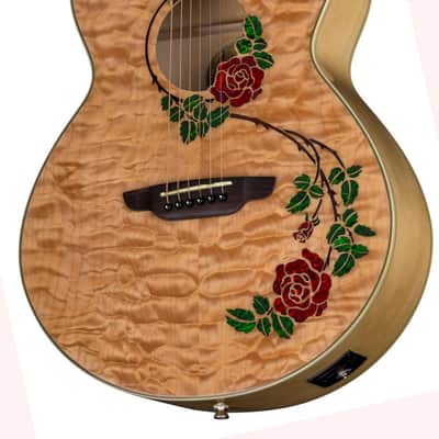 Luna Flora Rose Acoustic-electric Guitar - Gloss Natural Quilted Maple image 6