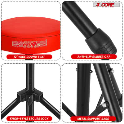 5 Core Drum Throne 3" Padded Seat Adjustable Drumming Chair for Practice and Performance image 9