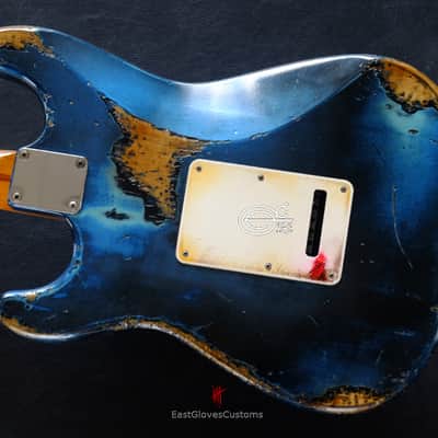 Fender Stratocaster Midnight Blue Pelham Dark Blue Heavy Relic Aged by East Gloves Customs image 16