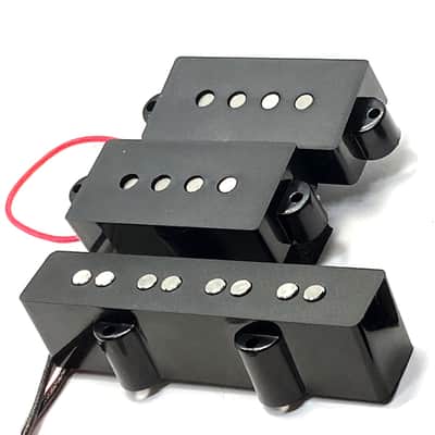 Dragonfire Vintage Alnico PJ Bass Pickup Set ~ 4 String PJ Bass Passive A5 Pickups, 4S PJ Set, Black image 2