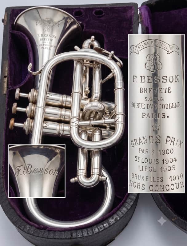 Besson Breveté Bb Cornet 1890s - Silver-Plated image 1