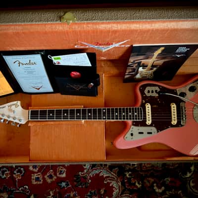 Fender Fender Custom Shop Jaguar - Time Machine (1966 Deluxe Closet Classic) 2023 - Nitro Tahitian Coral Body, Olympic White Headstock image 14