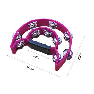 Purple Half Moon Handheld Tambourine – Double Row Metal Jingles, Lightweight & Durable Percussion Instrument image 2