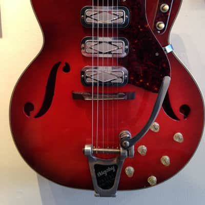 Silvertone by Harmony 1454 Archtop Electric DeArmond, Bigsby 1964 Sunburst Airline image 1