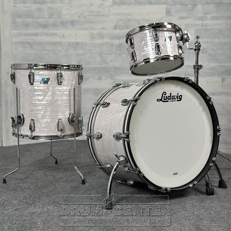 Ludwig Classic Maple "Super 70s" 3pc Drum Set 22/12/16 70s White Marine Pearl - DCP Exclusive! image 1