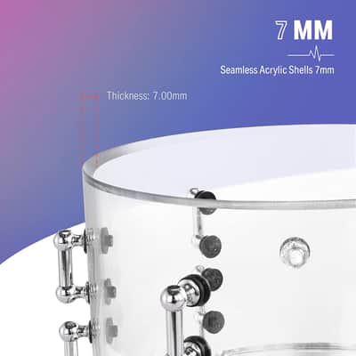 (Accept Offers) Donner DDS-1000 Crystal 22-inch 5-Drum Set for Adults Transparent+White image 9