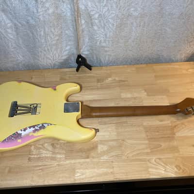 Custom Strat Relic Aged Pink Paisley Vintage White w/ Fender Bridge and Pickups image 25