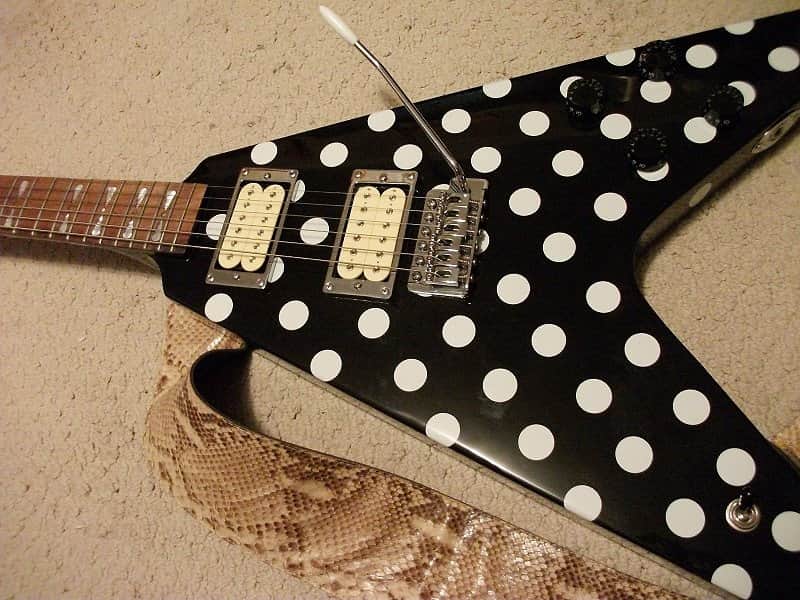 Randy Rhoads Black & White Polka Dot Flying V w/Rare 80's Earth