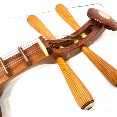 Vintage circuitbent Chinese Moon Lute Yue Qin Asian Banjo Yueqin 1960s Wood image 3